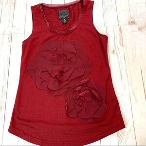 Mcginn Burgundy Count the Petals Tank Top Sz M